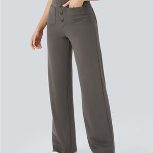 Halara High Waisted Button Multiple Pockets Straight Leg Casual Pants